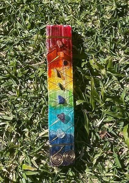 Selenite Chakra Copper wire-wrap wand 5 inch