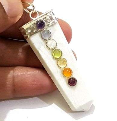 White Agate Flat Chakra Pendant
