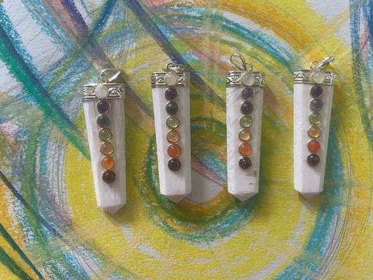 White Agate Flat Chakra Pendant
