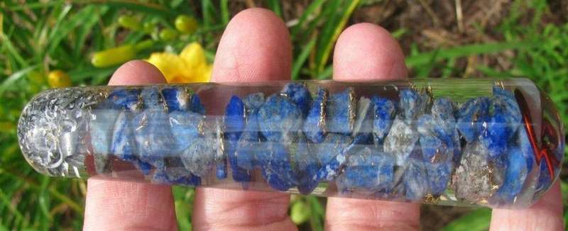 Lapis Lazuli Orgonite Massage Wand with Cho Ku Rei Symbol