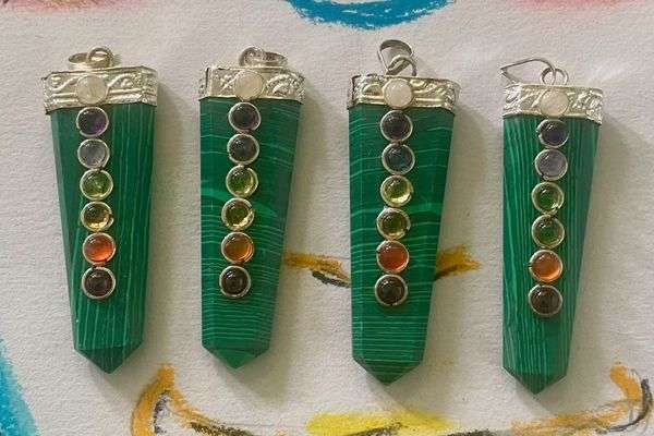 Malachite Flat Chakra Pendant