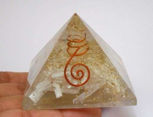 Selenite Healing Reiki Orgone Pyramid