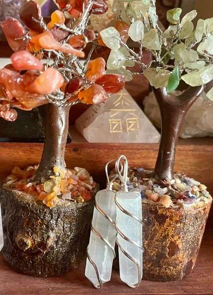 Selenite Point Wire-Wrap Pendants