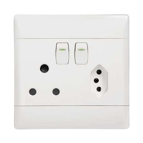 CBI PLASTIC 16A COMBO SWITCH SOCKET + COVER 4X4