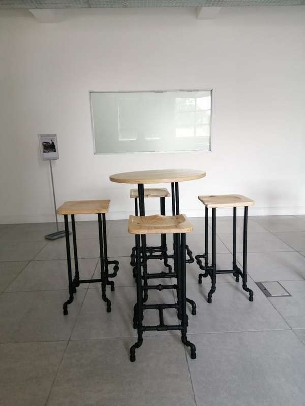 Bar Pipe Table with foot rail