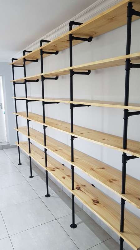 F-Shape Elbow Type 25mm Pipe Shelf kit - for 300mm wide plank (choose qty frames & colour)