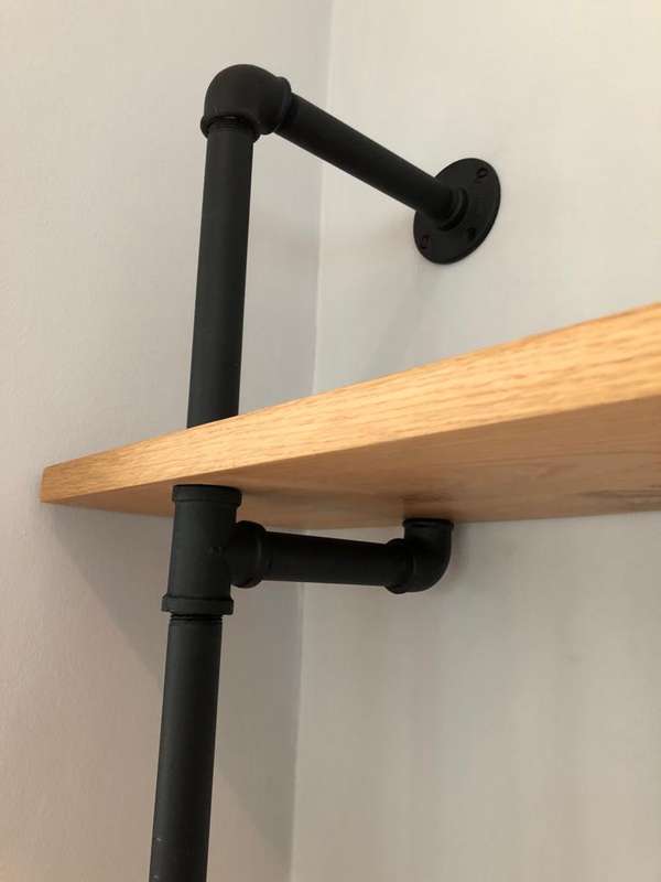 F-Shape Elbow Type 25mm Pipe Shelf kit - for 300mm wide plank (choose qty frames & colour)