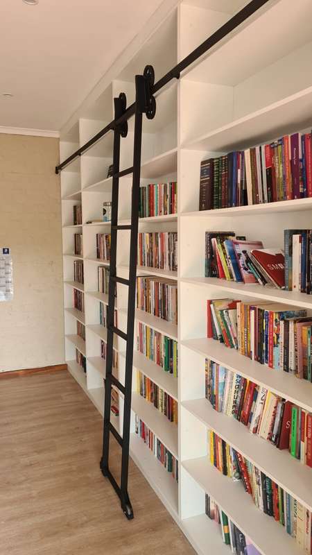 DIY Library or Sliding Ladder 120mm Vintage Look Wheel Kit - Stow upright