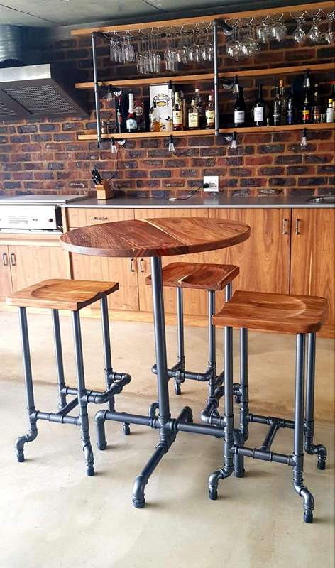 Bar Pipe Stool with foot rail