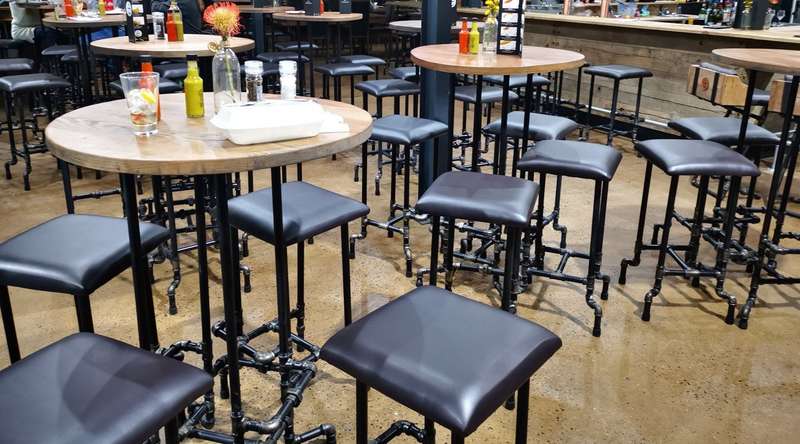 Bar Pipe Table with foot rail