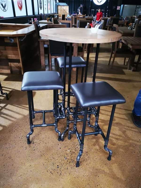 Bar Pipe Table with foot rail