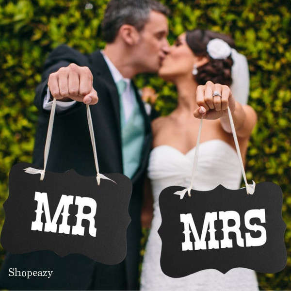 Wedding Sign Set to Hang on Chair and Use as Photo Prop - Available in  in black letters