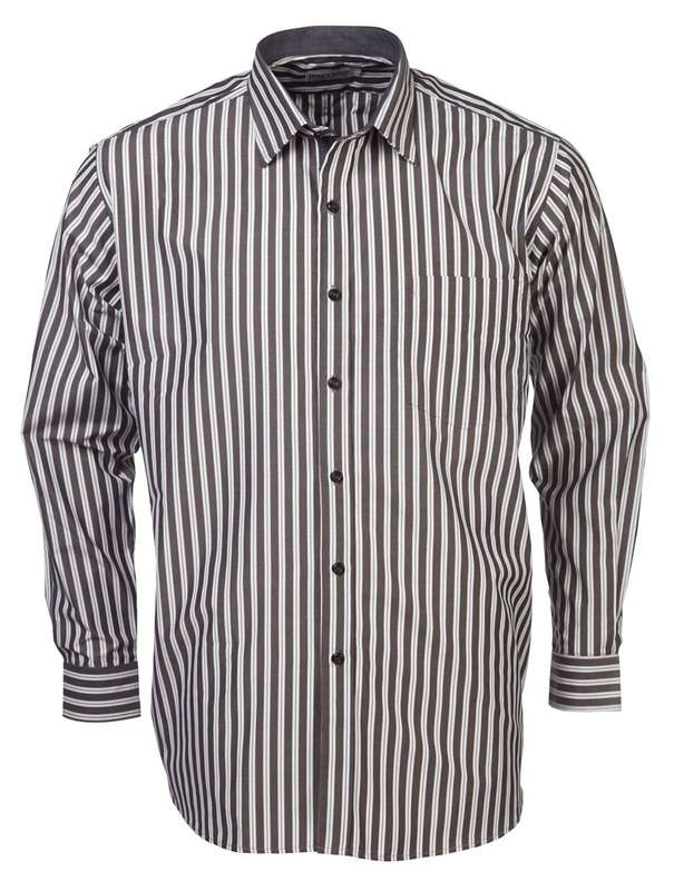 Rolando - N20 Mens Stripe L/S Lounge Shirt - Charcoal / 3XL