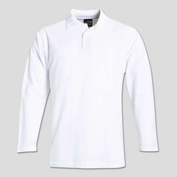 TEE&COTTON - Mens Long Sleeve Pique Knit Polo - White / XL