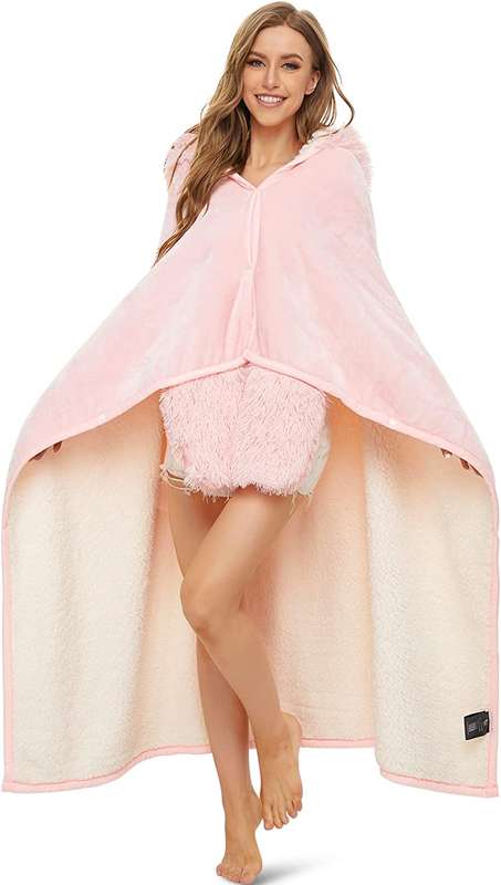 Animal Fluffy Fleece Unisex Hooded Blankets - Pink Squirrel