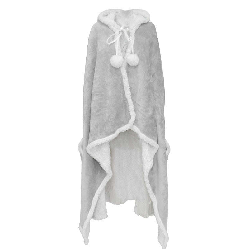 Fluffy Fleece Unisex Oversize Hooded Blanket - Grey