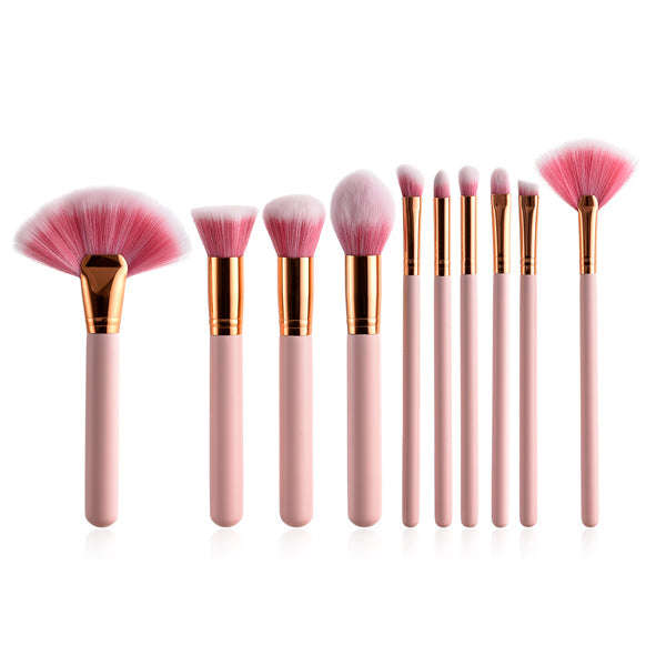 10 piece Pink Makeup Brush Set