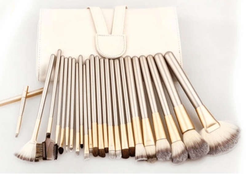 12 Piece Champagne Gold Makeup Brushes Set