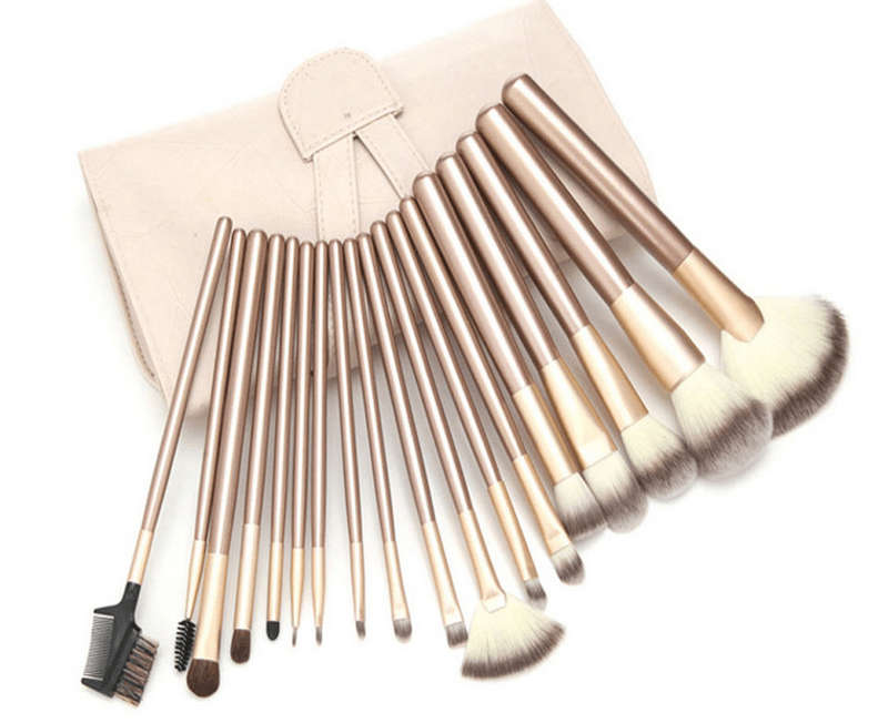 12 Piece Champagne Gold Makeup Brushes Set