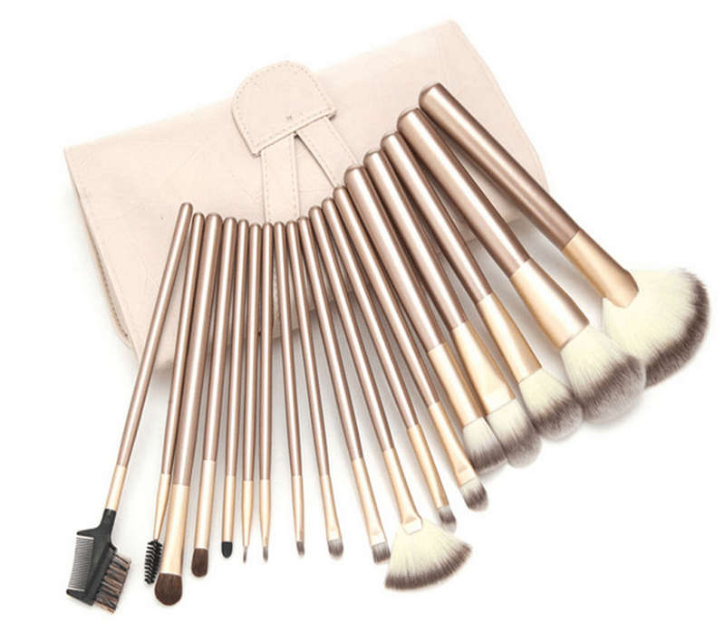 12 Piece Champagne Gold Makeup Brushes Set