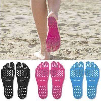 2 Pairs of Beach Stick-On Waterproof Soles - L / Hot Pink