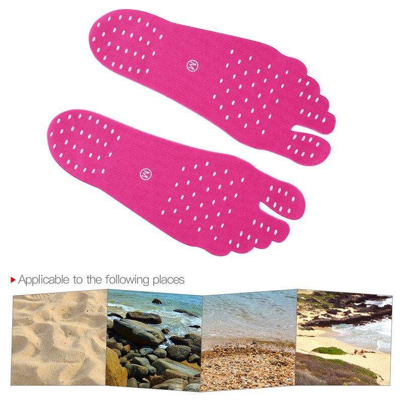 2 Pairs of Beach Stick-On Waterproof Soles - L / Hot Pink
