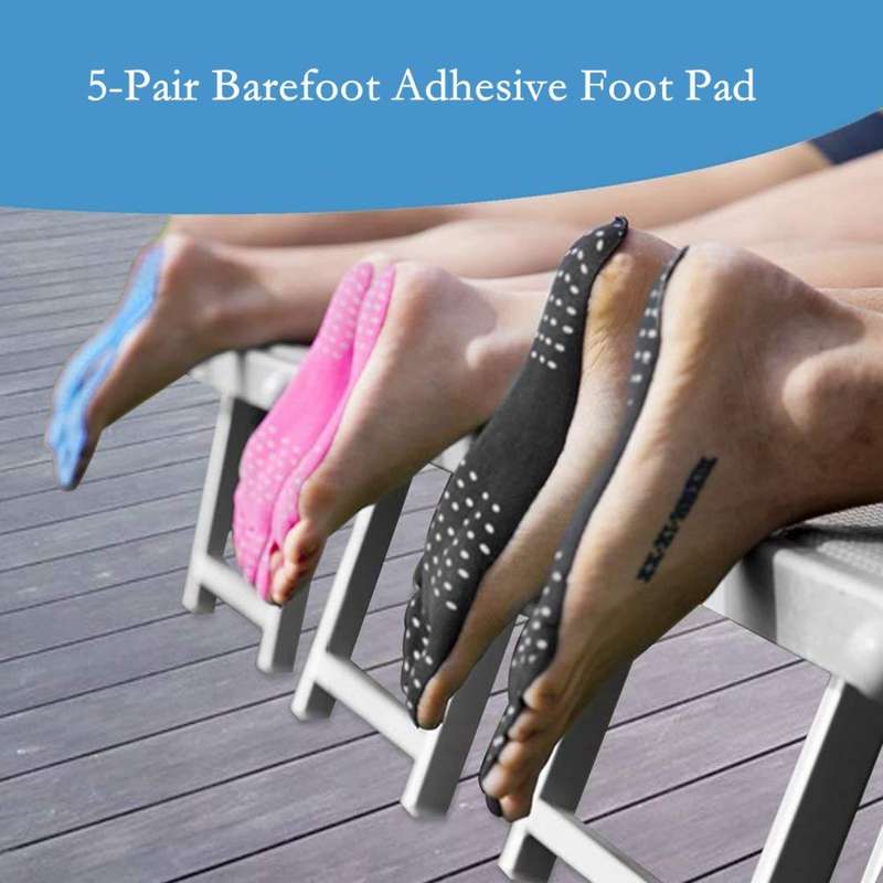 2 Pairs of Beach Stick-On Waterproof Soles - L / Hot Pink