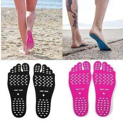 2 Pairs of Beach Stick-On Waterproof Soles - L / Hot Pink