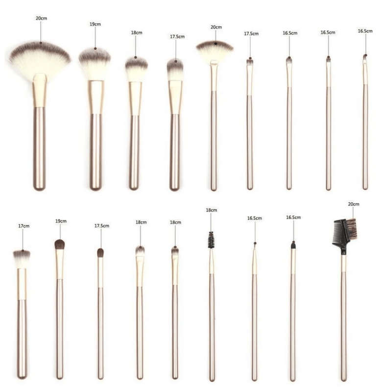 24 Piece Champagne Gold Makeup Brushes Set