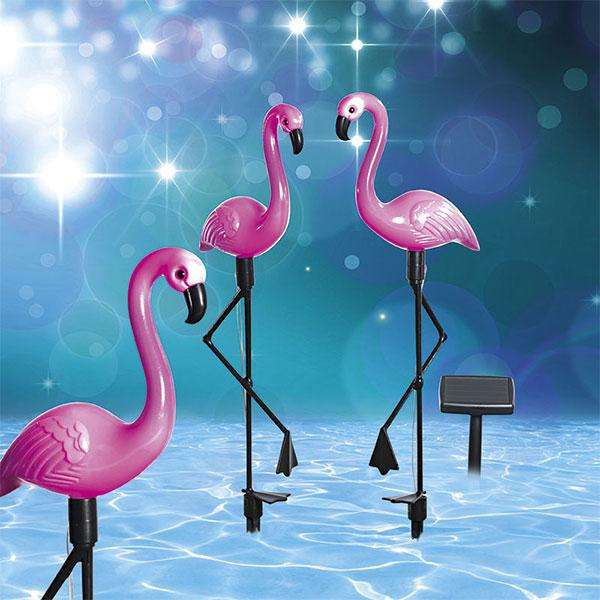 3 Piece Solar Flamingo Standing Lights