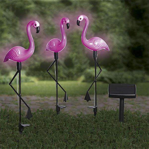 3 Piece Solar Flamingo Standing Lights
