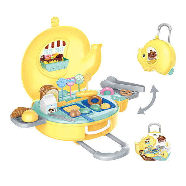 32pc Kids Pretend Bakery Playset in Elephant Case Trolley