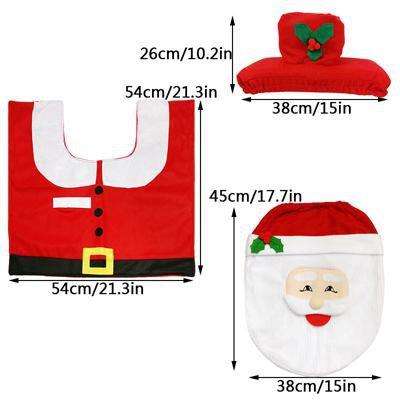 Red Smiling Santa Christmas Bathroom Decor | 3pc