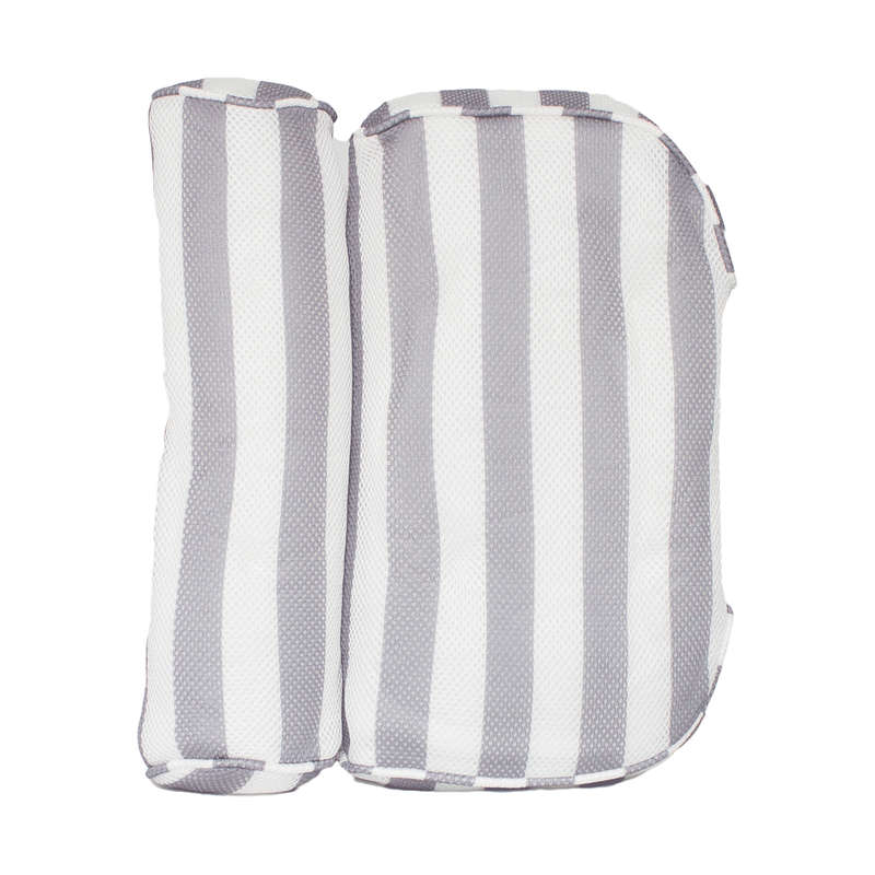 4D Mesh Bath Pillow with 6 Suction Cups  Grey and White Stripe
