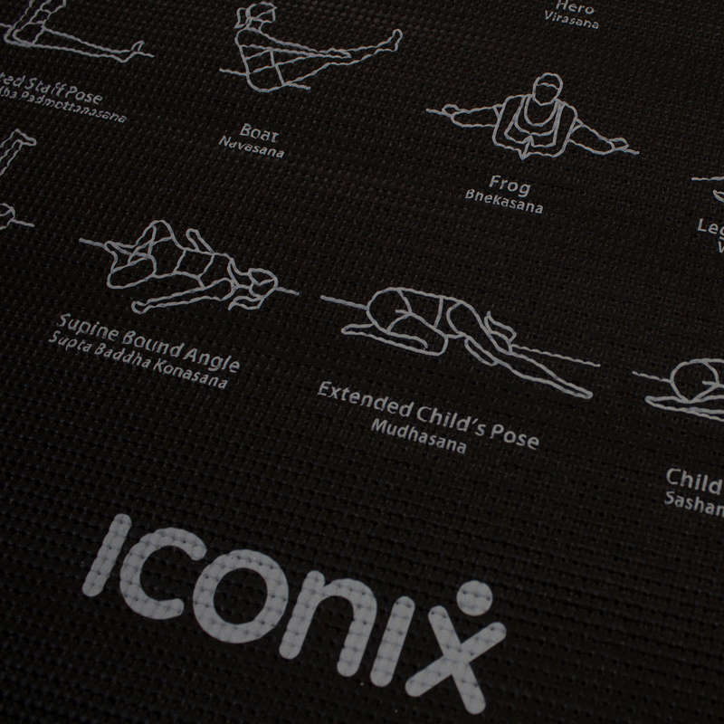 70-Position Instruction PVC Yoga Mat - Black