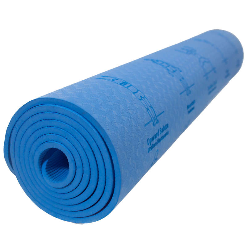 70-Position Instruction TPE Yoga Mat - Blue