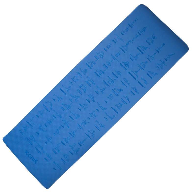 70-Position Instruction TPE Yoga Mat - Blue