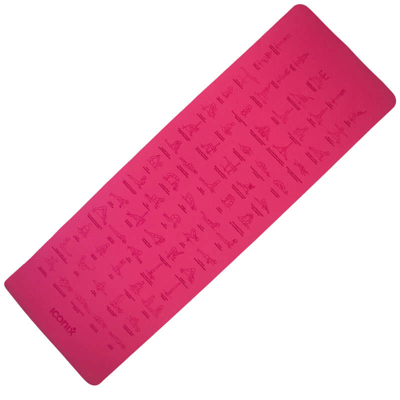 70-Position Instruction TPE Yoga Mat - Pink