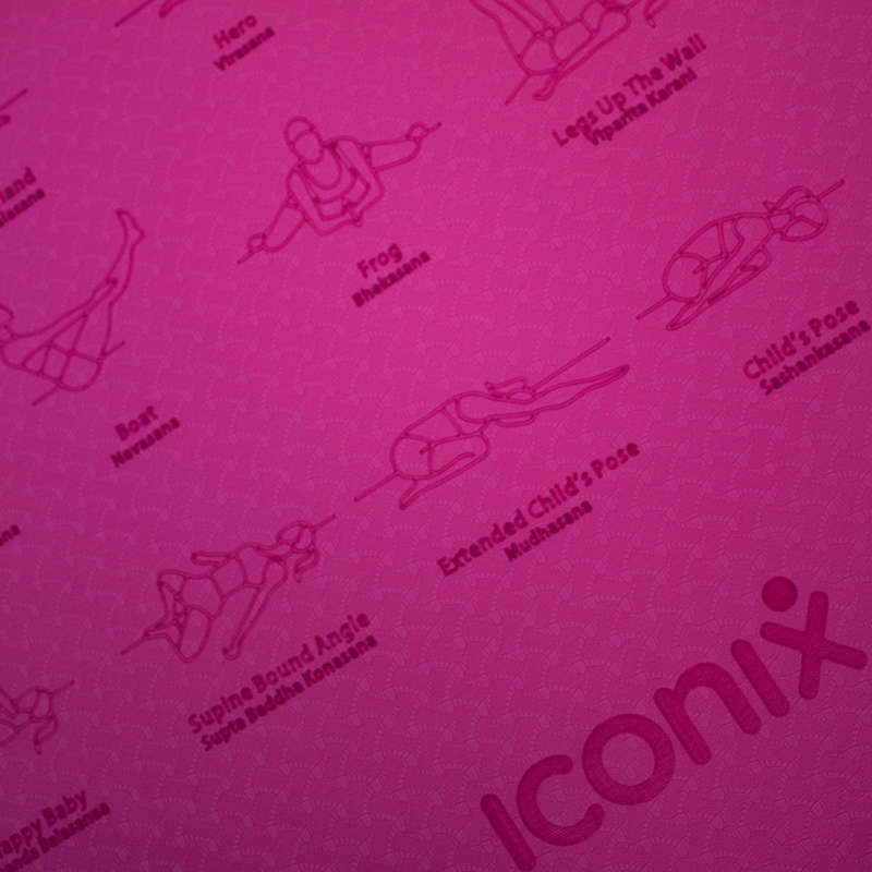 70-Position Instruction TPE Yoga Mat - Pink