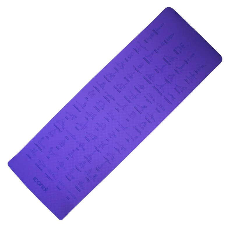 70-Position Instruction TPE Yoga Mat - Purple