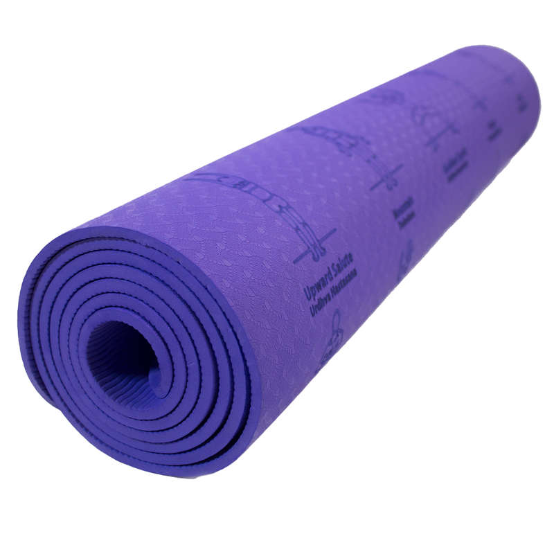 70-Position Instruction TPE Yoga Mat - Purple