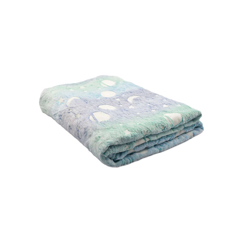 Kids Blue Space Explorer Glow In the Dark Blanket