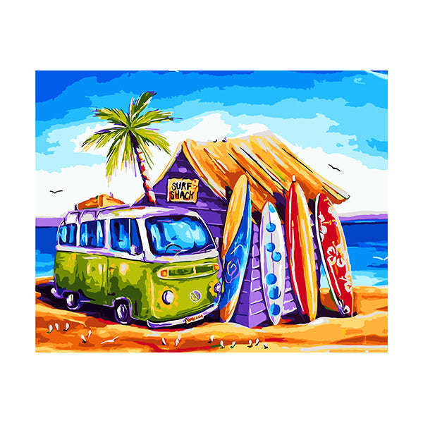 Adult Paint by Numbers with Frame - Surfer's Dream