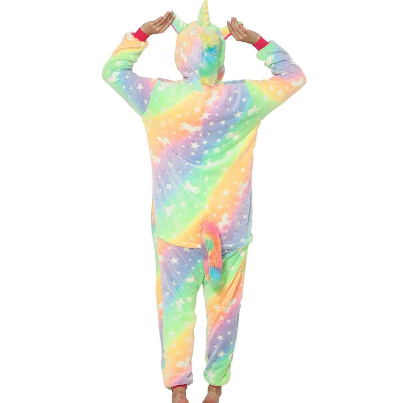Adults Orange and Green Glow In The Dark Unicorn Onesie