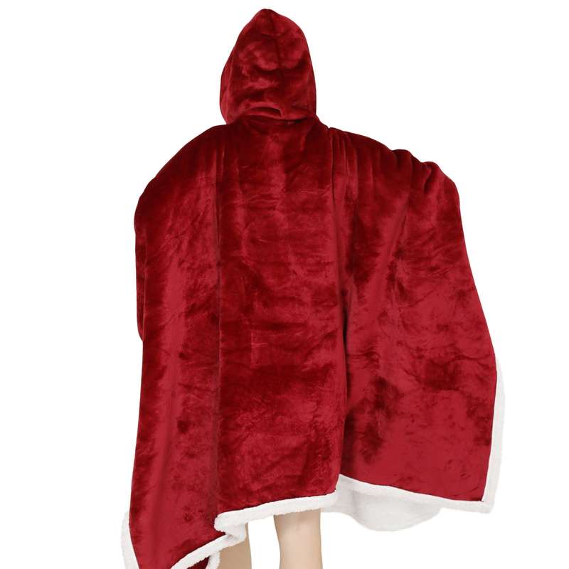 Adults Ruby Red 2 in 1 Hooded Poncho Blanket