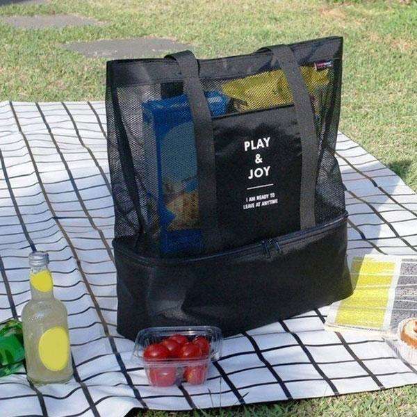 Beach and Picnic Tote Bag with Cooler - Blue or Green