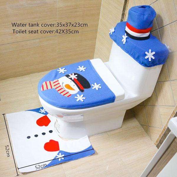 Blue Snowman Christmas Bathroom Decor | 3pc
