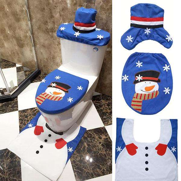 Blue Snowman Christmas Bathroom Decor | 3pc