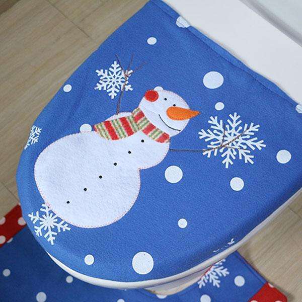Blue Snowman Christmas Bathroom Decor | 3pc