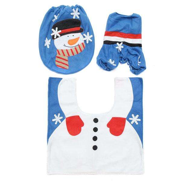 Blue Snowman Christmas Bathroom Decor | 3pc